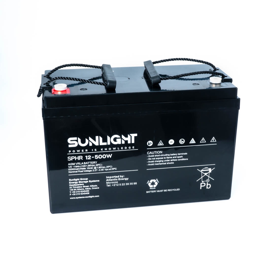 Batterie SUNLIGHT 12V 120AH 500W SPHR étanche VRLA AGM