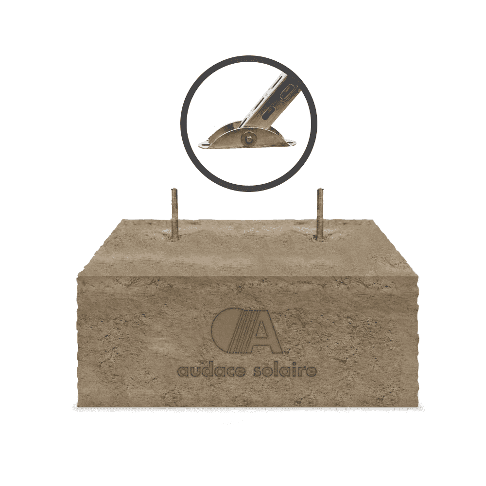 Socle en béton anti vibration pour fixation panneaux solaires