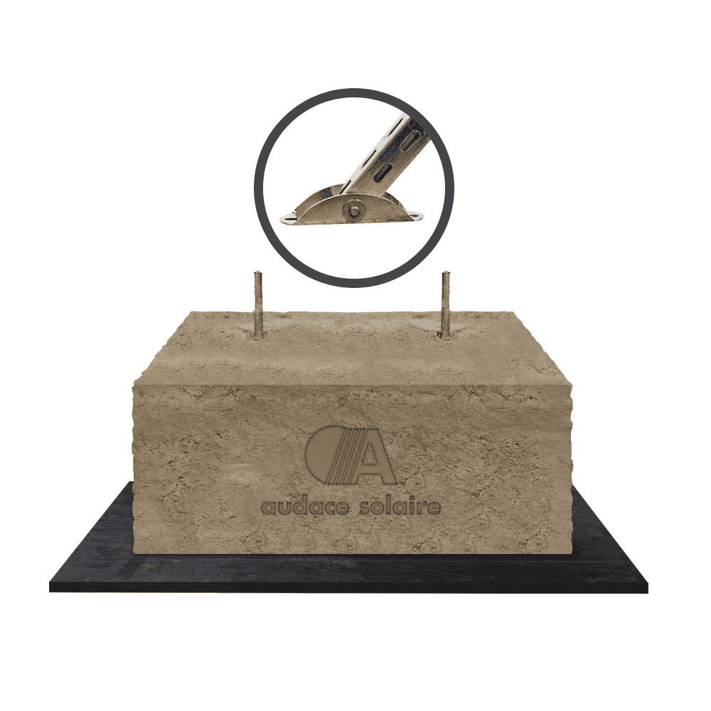 Socle en béton anti vibration avec tapis d’appui pour fixation panneaux solaires